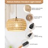 Rattan Boho Hanging Light,12.6'' Natural Hand Woven Fabric Drum Light,Plug