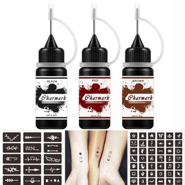 Charmark Temporary Kit for Women Men, Semi Permanent Ink Summer Trend Art Painting DIY Fake Freckles 84 Pcs Stencils - Full Kit 3 Colors (Black+Red+Brown)