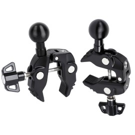 2PCS Metal Handlebar Super Clamp Mount Base with 1'' Ball, Fence Desk Table Mount, Compatible with RAM Mounts B Size Double Socket Arm & Bike Motorcycle Phone Mount Holder