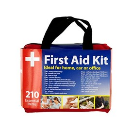 bulk buys OL377 First Aid Kit in Easy Access Carrying Case, Black/Red
