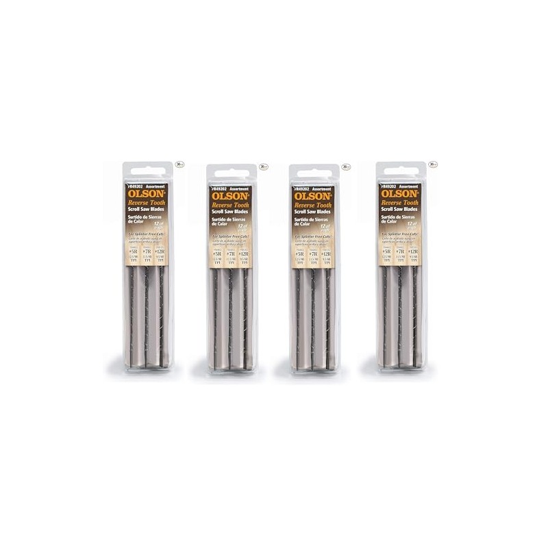 4PK Olson Reverse Tooth Scroll Saw Blades 5″ Long FR49202