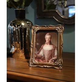 YULINK 5x7 Vintage Picture Frame, Antique Ornate Bronze Gold Photo Frame, for Tabletop and Wall Display, Decorative Retro Home Decor, Old Fashioned Photo Gallery Art