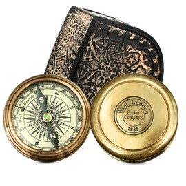Vintage West London Pocket Compass 1885 with Leather Case – 2.5 Inch Brass Antique Design for Accurate Navigation, Hiking, Camping, and Collectors
