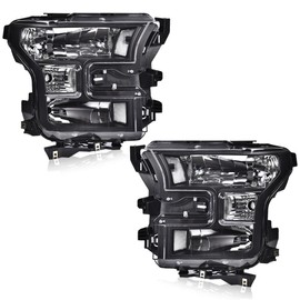 G-PLUS Headlights Compatible with Ford F150 2015-2017 Headlamps Driver Passenger Side Clear Lens Black Housing Clear Reflector,faros delanteros