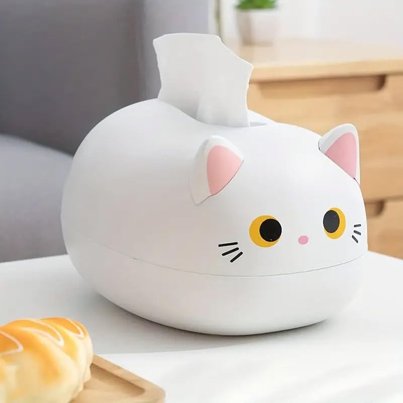 AIMALL Creative Cat Tissue Box with Toothpick Holder, Multifunctional ABS