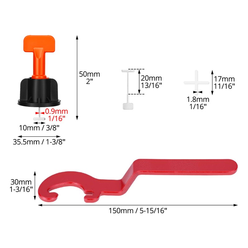 QWORK Tile Leveling System Kit - 200 pcs Levelers, 1000