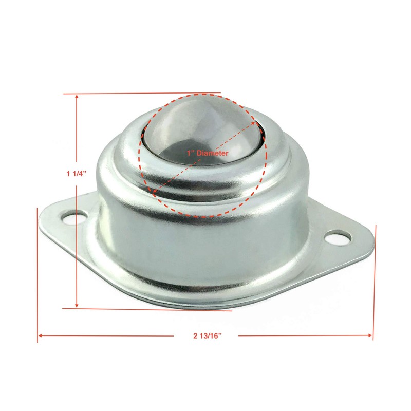 1" Roller Ball Transfer Bearings, 1,320 Lbs Total Load-Bearing Capacity