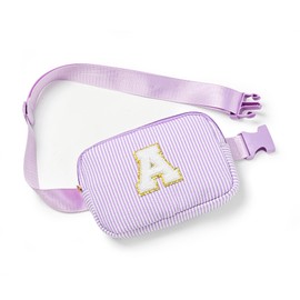 Boulder Bee Belt Bag with Initial Letter, Stylish Fanny Pack for Teenager Girls, Cute Trendy Stuff, Crossbody Bags, Birthday Gifts Bag, Christmas Gift(Purple, Letter A)