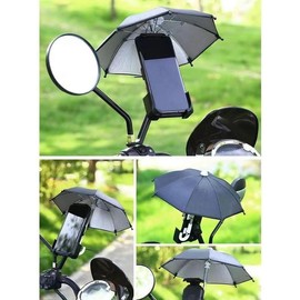 Phone Umbrella, Cell Phone Umbrella for Sun Shade Mobile Phone Holder with Umbrella and Universal Adjustable Cute suction Cup For Outdoor, Beach - Color: Black