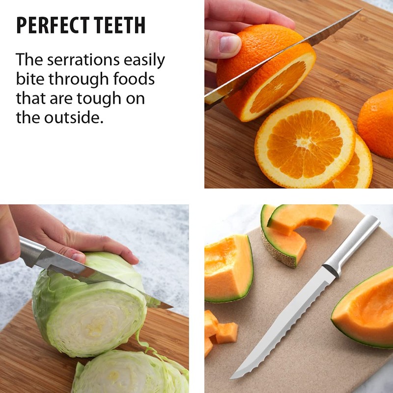 RADA Cutlery Serrated Slicer Knife (R138), 7" Stainless Steel Hollow