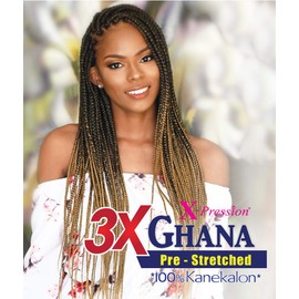 REALISTIC - Multi Pack Deals! Pre-stretched X-Pression 3X Ghana Braids 40" 100% Kanekalon, Easy to braid, KNOTLESS, FEED in Braid Itch Free (5-PACK, 1B) E613XG4-1B5