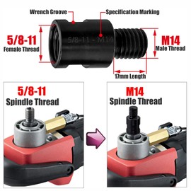 Gasea 2Pcs 5/8"-11 Female to M14 Male Angle Grinder Attachment Rotary Polisher Adapter Converter