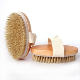 2 Pcs Dry Brushing Body Brush,Natural Bristle Exfoliating Body Scrubbers for Dead Skin,Cellulite,Lymphatic Drainage and Improve Blood Circulation