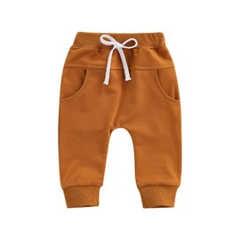Infant Baby Boys Pants, Toddler Boy Joggers Pants, Casual Trousers Solid Harem Pants for Boy (Brown, 2-3 Years)