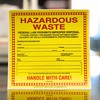 Hazardous Waste Labels, 6 x 6 inches, Red/Black/Yellow, Self-Adhesive Vinyl,