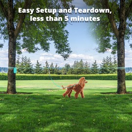 Dog Tie Out Cable for Camping - 50ft Dog Runner for Yard - Portable Trolley System for Large Small Dogs Outside