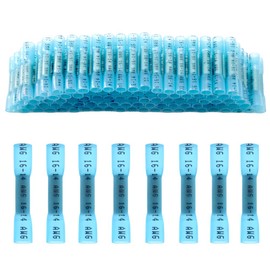 CEEYSEE 100Pcs Heat Shrink Butt Connectors 16-14 AWG Blue Insulated Waterproof Marine Automotive Wire Crimp Terminal（RTL