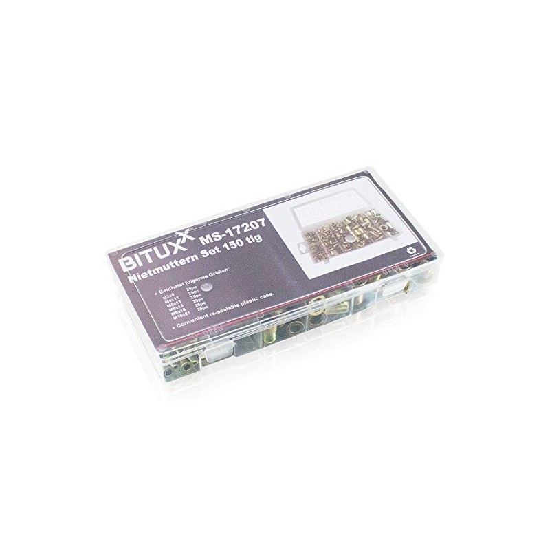 BITUXX® 150-Piece Rivet Nut Set Flat Head Rivets Thread Rivets