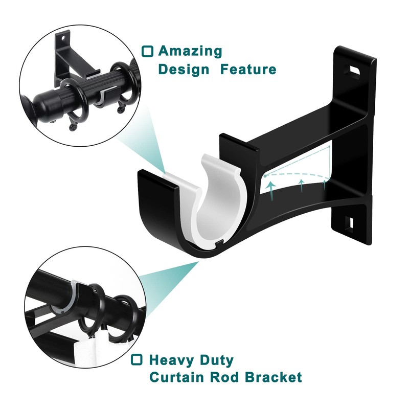 Curtain Rod Bracket 2 Pack, Heavy Duty Curtain Rod Hooks