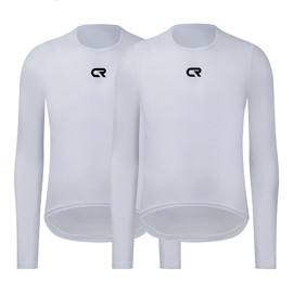 Coconut Ropamo CR 2 Pack Men's Cycling Base Layer Vests Long Sleeves Quick Dry Bike Tank Top Breathable Bike Riding Undershirt (White, Large)