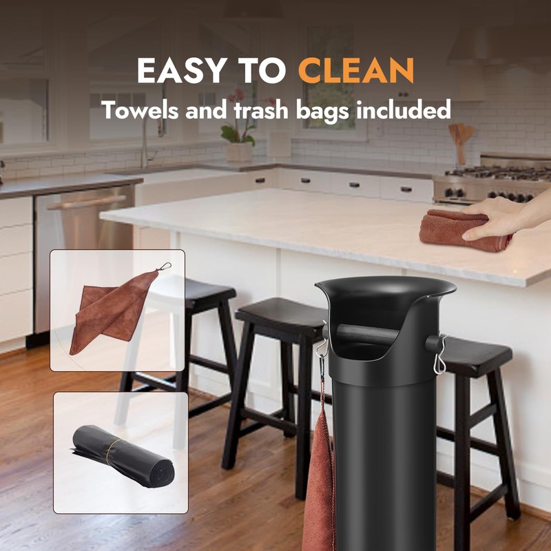 CURTA Espresso Coffee Knock Box with Garbage Bags(30Pcs), Commercial Knock