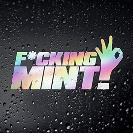 Fcking Mint Funny Meme Car Oil Slick Chrome Sticker - Tuner Drift JDM Show Car Stance - 7 inch