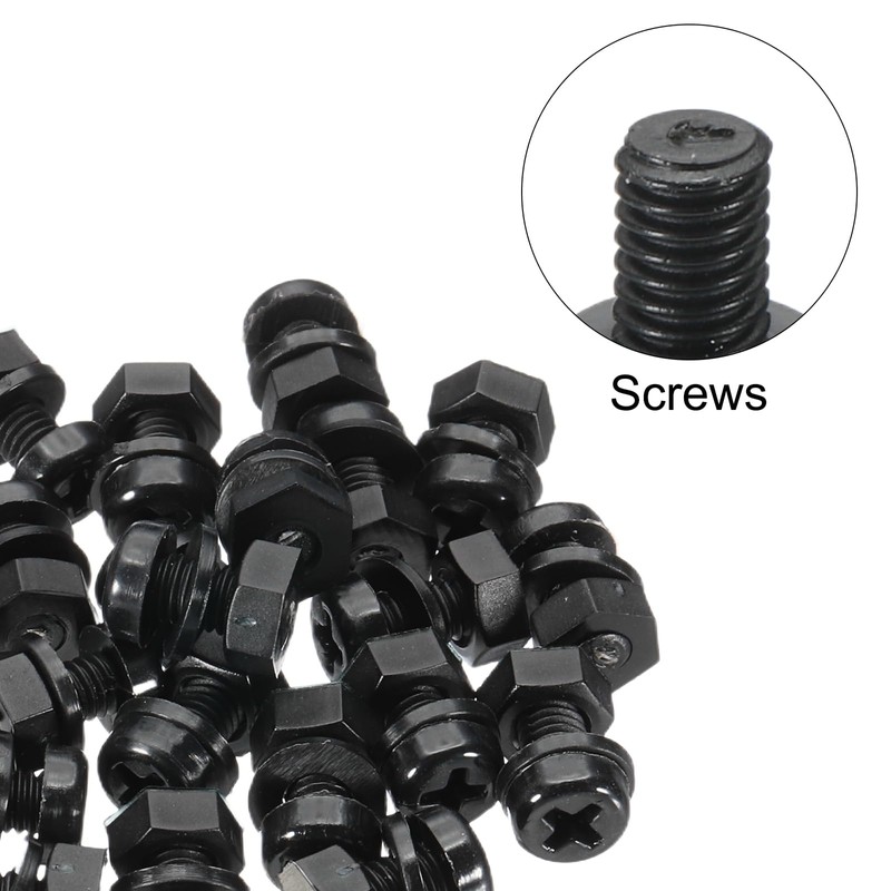 PATIKIL M4x8mm Black Nylon Bolts Plastic Nuts Full Thread Head