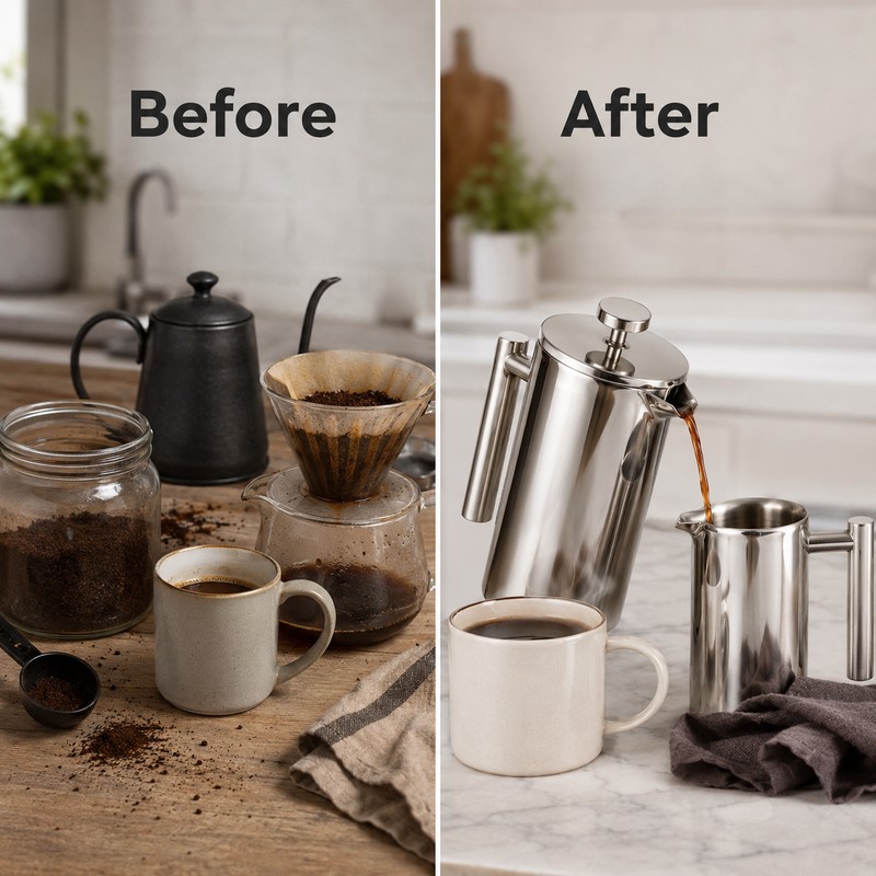 French Press Coffee Maker for Home and Office - Double-Wall
