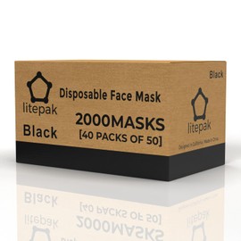 2000pcs Kids Disposable Face Masks - 3 Ply Kids Masks for Boys Girls (Black)