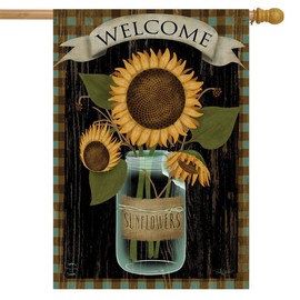 Sunflower Jar Spring House Flag 40" x 28" Briarwood Lane