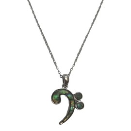 Tide Jewellery Bass Clef Music Paua shell rhodium-plated pendant