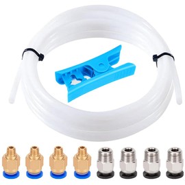 Aiqeer 10 m 3D Printer PTFE Teflon Tube with Cutter, 4 Pieces PC4-M6 Pneumatic Connector and 4 Pieces PC4-M10 Pneumatic Connector