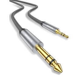 VANAUX 3.5mm to 6.35mm Audio Converter Cable, 3.5mm Mini Plug to 6.35mm Standard Plug Male to Male Stereo Cable Suitable for Speakers, Amplifiers, Guitars, Home Cinema Devices, Laptops, Headphones