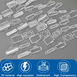 RXKFIGX 40 Pieces Transparent Cable Labels and 40 Pieces White Cable Ties Box of Cable Tags Cable Labels Cable Identification Tags for Cable Management and Identification