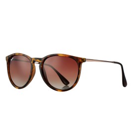 Polarized Sunglasses for Women Classic Round Style 100% UV Protection (Tortoise; Gunmetal/Brown Gradient)