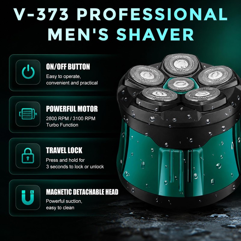 VGR 373 Professional 6D Rotary Head Shaver for Bald Men