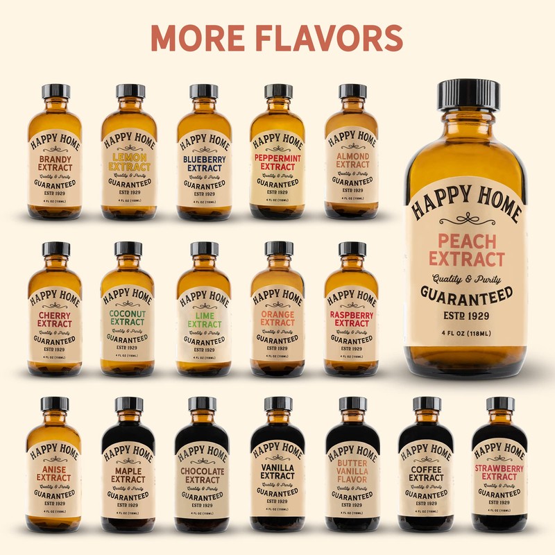 Happy Home Premium Natural Peach Flavor - Certified Kosher, 4