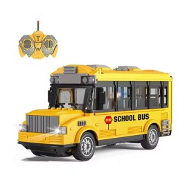 UNOMI Remote Control Modern School Bus Toy - 1:30 Scale with LED Lights & 4-Channel
