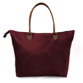 Large Tote Bag for Women - Lightweight Foldable Shoulder Bag with Zipper, Stylish Hobo Handbag for Weekend, Travel, Shopping & Work (BURGUNDY)