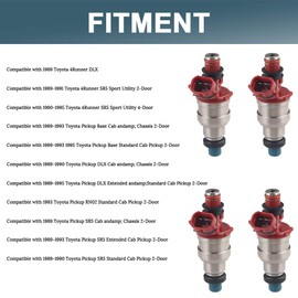 JDMON Compatible with Fuel Injectors Toyota 4Runner Pickup DLX SR5 RN02 2.4L 1989 1990 1991 1992 1993 1994 1995 23250-35040 4pcs