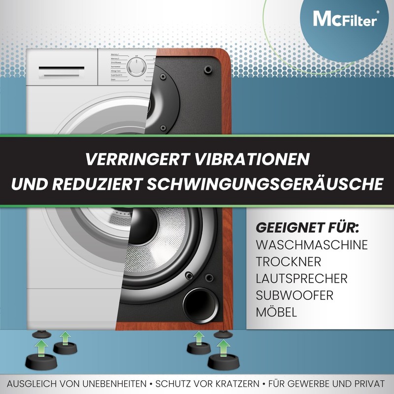 McFilter 4 Vibration Dampers for Washing Machines and Dryers Universal