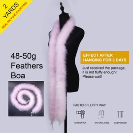 wangruida 2 Yards 50G Fluffy Marabou Light pink Feather Boa for DIY Craft Sewing Trim Home Wedding Party Christmas Decoration