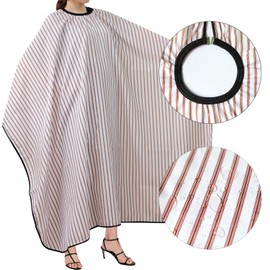 RHINOCATS Adult Hairdressing Cape, Cutting Cloth, Hair Apron, Cutting Cloth, Beauty Apron, Anti-Static, Home, Barber, Brown Stripe, 65.4 x 56.7 inches (166 x 144 cm)