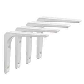 SAYAYO Shelf Bracket, Heavy Duty Shelf Bracket, White Shelf Bracket, Metal, 90 Degrees, L-shaped, Pack of 4, Angle Shelf, 100 x 100 cm for Wall Mounting, Shelf, Corner Shelf, Wooden Furniture