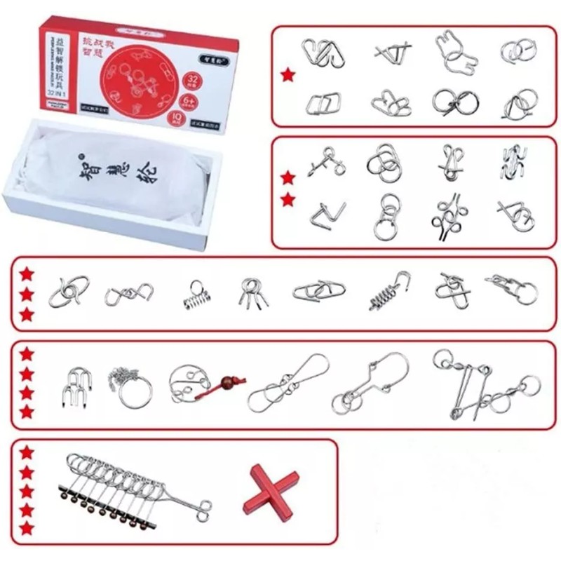 Nierbo 32 Pcs Rompecabezas De Metal Educativo, Juego De La