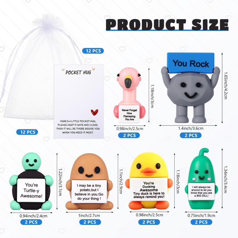 Gejoy 12 Sets Positive Mini Rubber Figurines You Rock Tokens,Classic