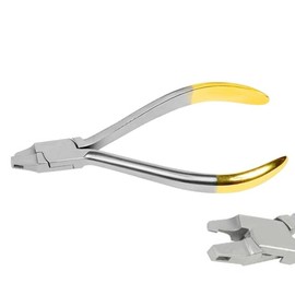 MASTERYD Gold Handle Orthodontic Retainer Invisible Clear Braces Aligner Plier (Vertical Notch Hole) Thermal Forming Retainer Plier DN-2558