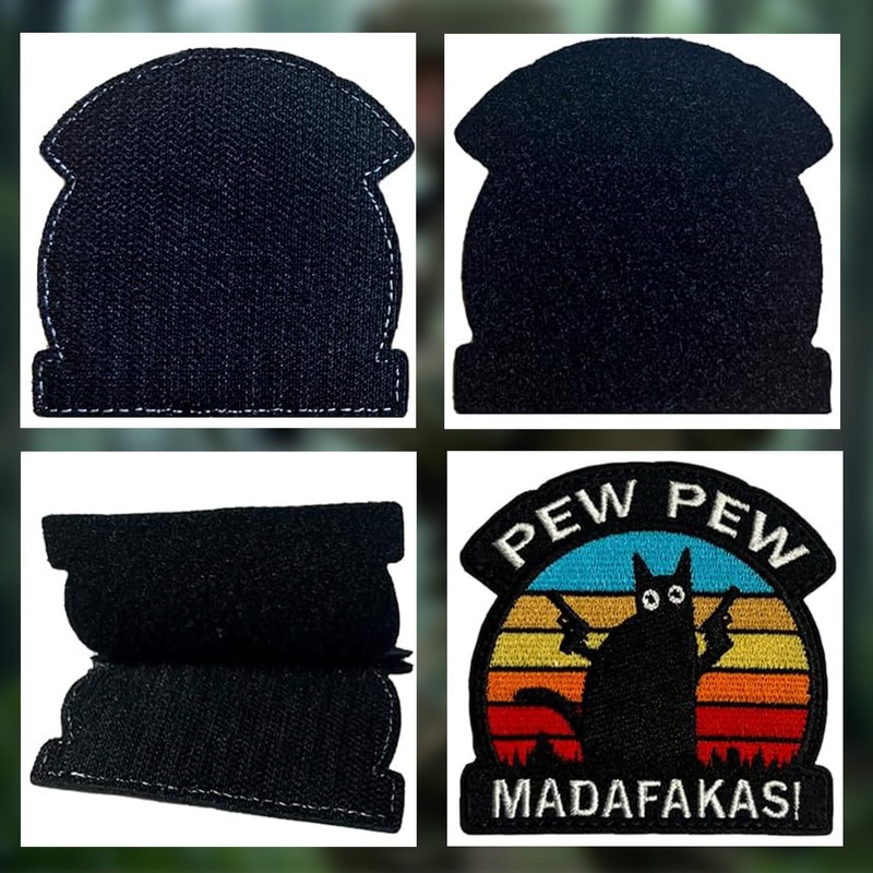 PEW PEW Humour Design - Black Cat Laser Gun Embroidery