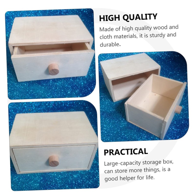 OSALADI 2pcs Wooden Storage Case High Capacity Drawer Organizer for