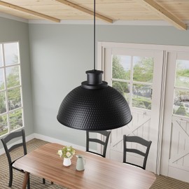 Aiwen 20.08 in Black Pendant Light Fixture Farmhouse Large Pendant Lights with Hammered Design Lampshade Industrial Hanging Lighting for Kitchen Island Dining Room
